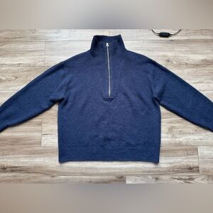 J.Crew Half Zip Wool Blend Navy Blue Sweater Women’s Size M Style BB639